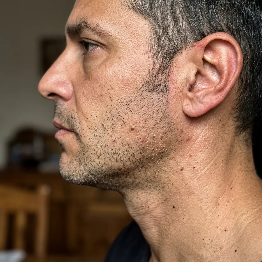 Profil d'un homme montrant l'oreille et le cou